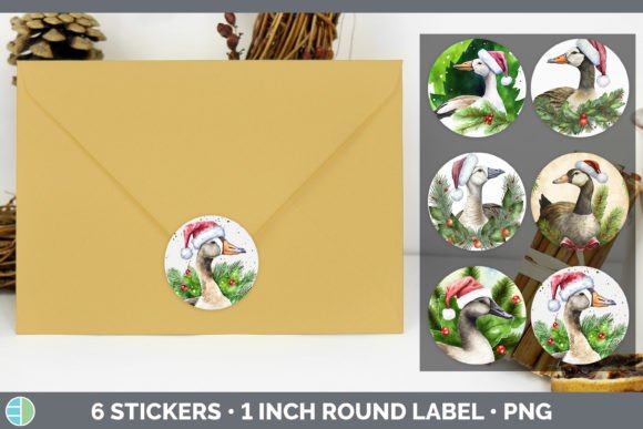Barn Goose Christmas Stickers: Festive Illustrations