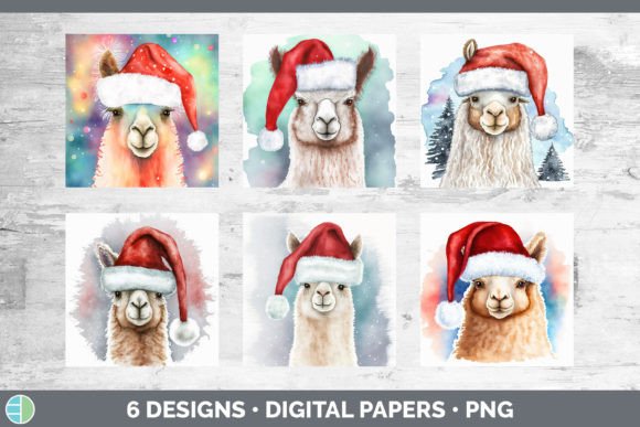 Christmas Alpaca Backgrounds: Fresh Illustrations