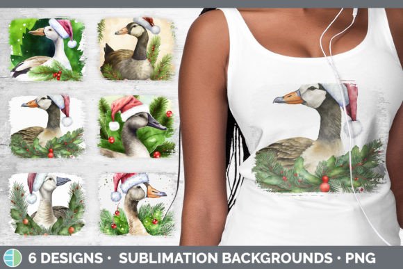 Christmas Barn Goose: Distressed Sublimat Illustrations