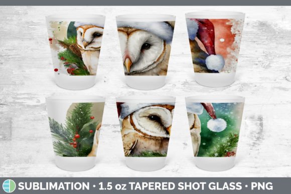 Christmas Barn Owl Shot Glass Sublimatio for Illustrations