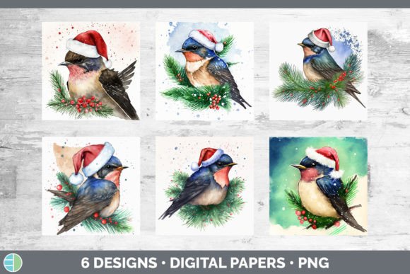 Christmas Barn Swallow Backgrounds Dig: Fresh Illustrations