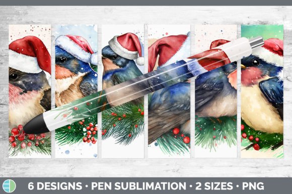 Christmas Barn Swallow Pen Wraps Epoxy: Festive Illustrations