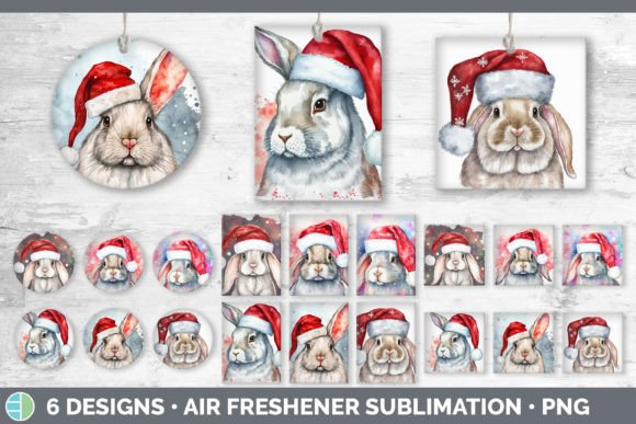 Christmas Bunny Air Freshener Sublimat: Festive Illustrations