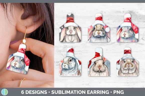 Christmas Bunny Cow Earring Sublim: Cute Illustrations