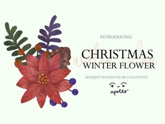 Christmas Flower Winter Watercolor 01: Premium Illustrations