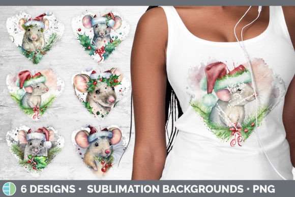 Christmas Mouse Heart Clipart: Festive Illustrations
