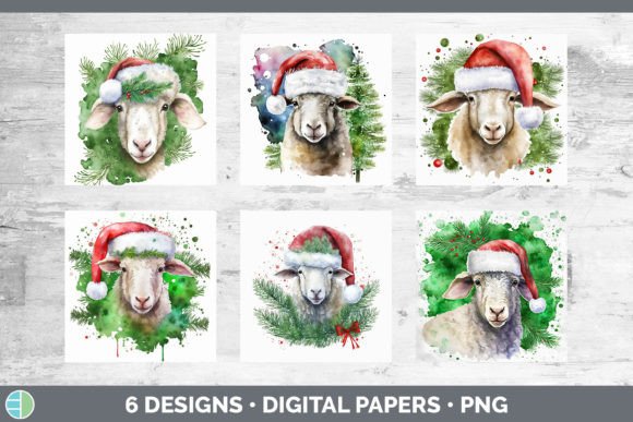 Christmas Sheep Backgrounds: Festive Illustrations