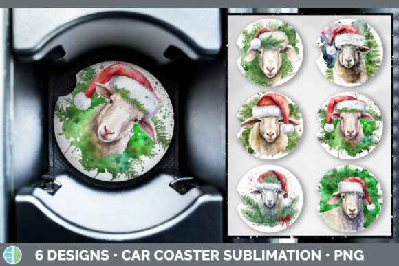 Christmas Sheep Car Coaster: Fresh Illustrations