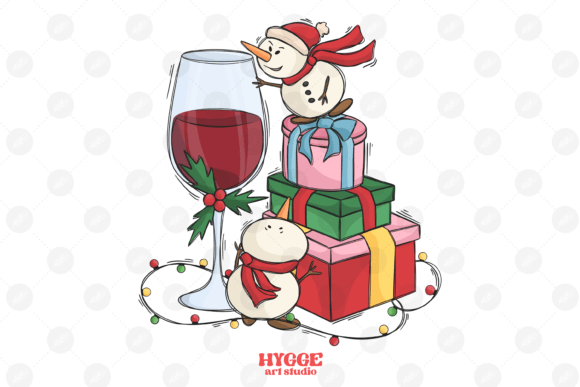 Christmas Tipsy Snowmen Wine PNG: Festive Illustrations