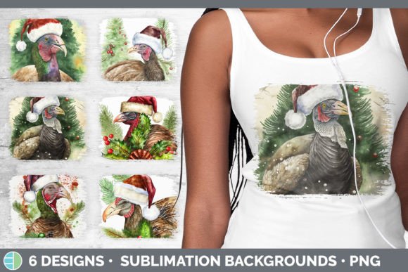 Christmas Turkey Distressed Sublimation: Top Illustrations