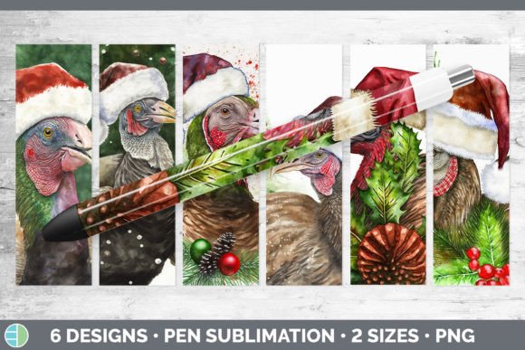 Christmas Turkey Pen Wraps: Festive Illustrations