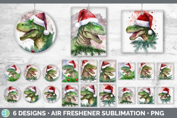 Dinosaur Christmas Air Freshener Subli: Festive Illustrations