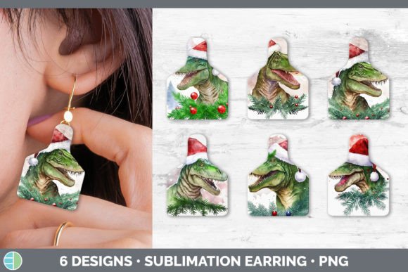 Dinosaur Christmas Cow Tag Earring Sub: Festive Illustrations