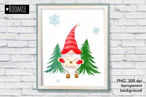 Gnome with Christmas Trees PNG: Festive Illustrations