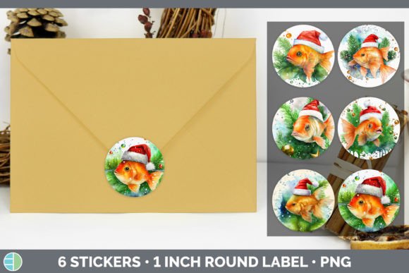 Goldfish Christmas Stickers: Festive Illustrations for Blogs