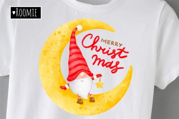 Merry Christmas Gnome on the Moon PNG: Festive Illustrations