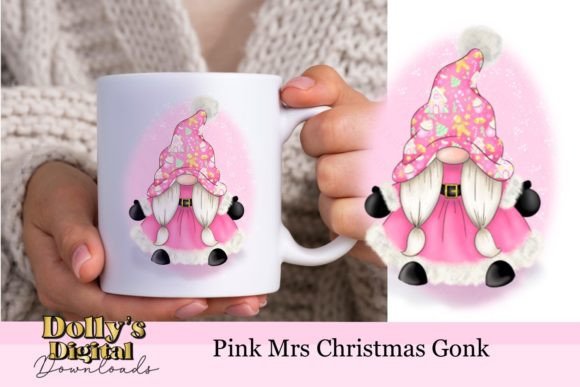 Pink Mrs Christmas Gnome: Festive Illustrations