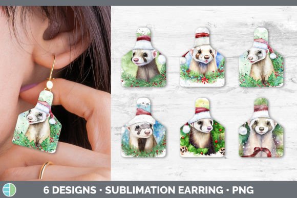 Santa Ferret Earring: Festive Illustrations