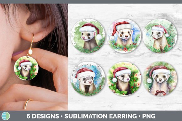 Santa Ferret Earring: Festive Illustrations