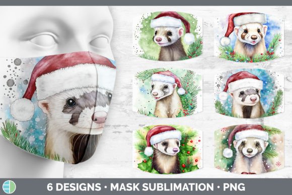 Santa Ferret Mask: Festive Illustrations for Sellers