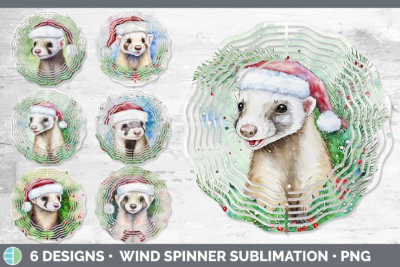 Santa Ferret Wind Spinner: Holiday Illustrations