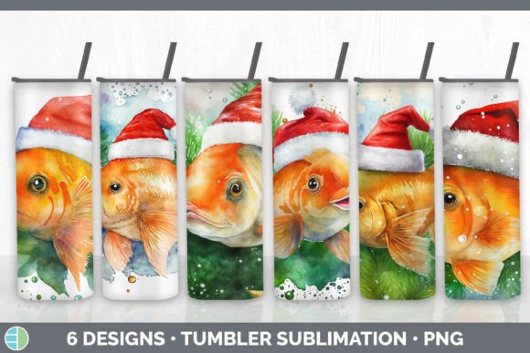 Santa Goldfish Christmas Tumbler Sublima: Festive Illustrations