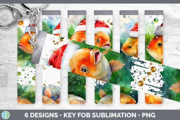 Santa Goldfish Key Fob: Festive Illustrations