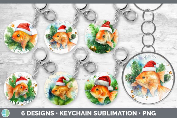 Santa Goldfish Keychain: Festive Illustrations