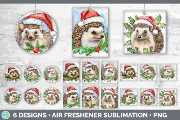 Santa Hedgehog Christmas Air Freshener: Festive Illustrations