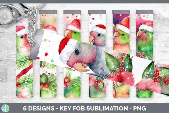 Santa Lovebirds Christmas Key Fob Wris: Festive Illustrations