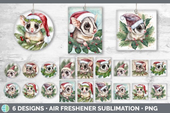 Santa Sugar Glider Christmas Air Freshen Illustrations