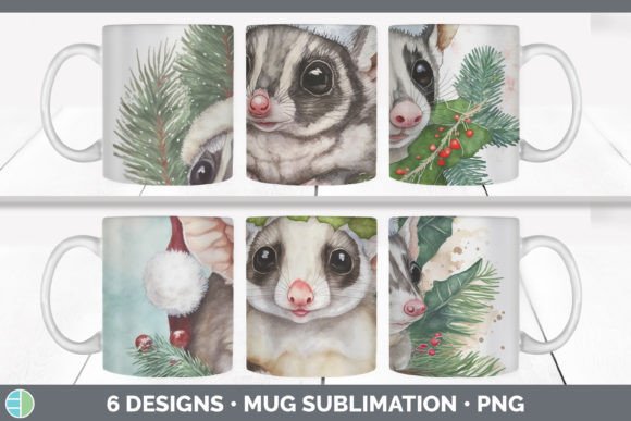 Santa Sugar Glider Christmas Mug Sublima Illustrations