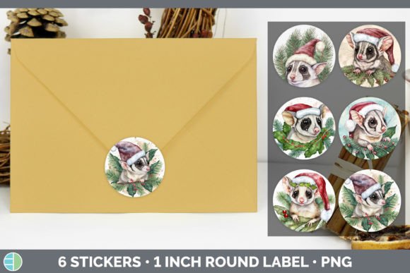 Sugar Glider Christmas Stickers: Festive Illustrations